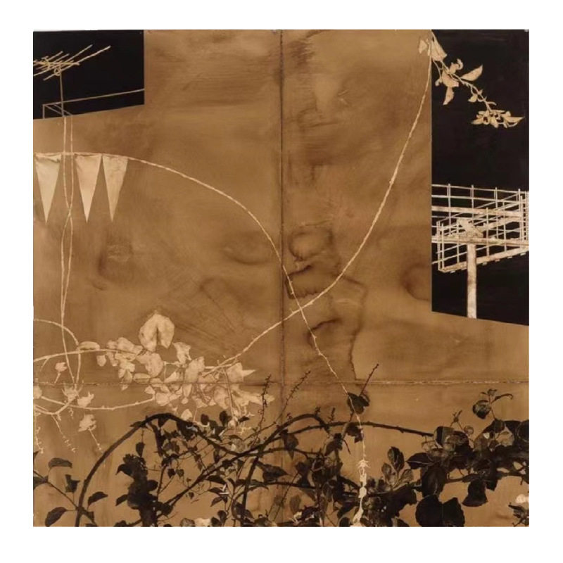 新复古文艺客厅沙发玄背景墙落地画框饰画