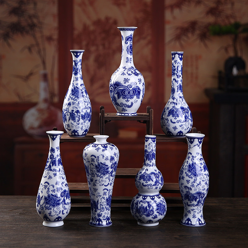 瓶小口青瓷青瓷瓶迷你养水培复古插茶道小器