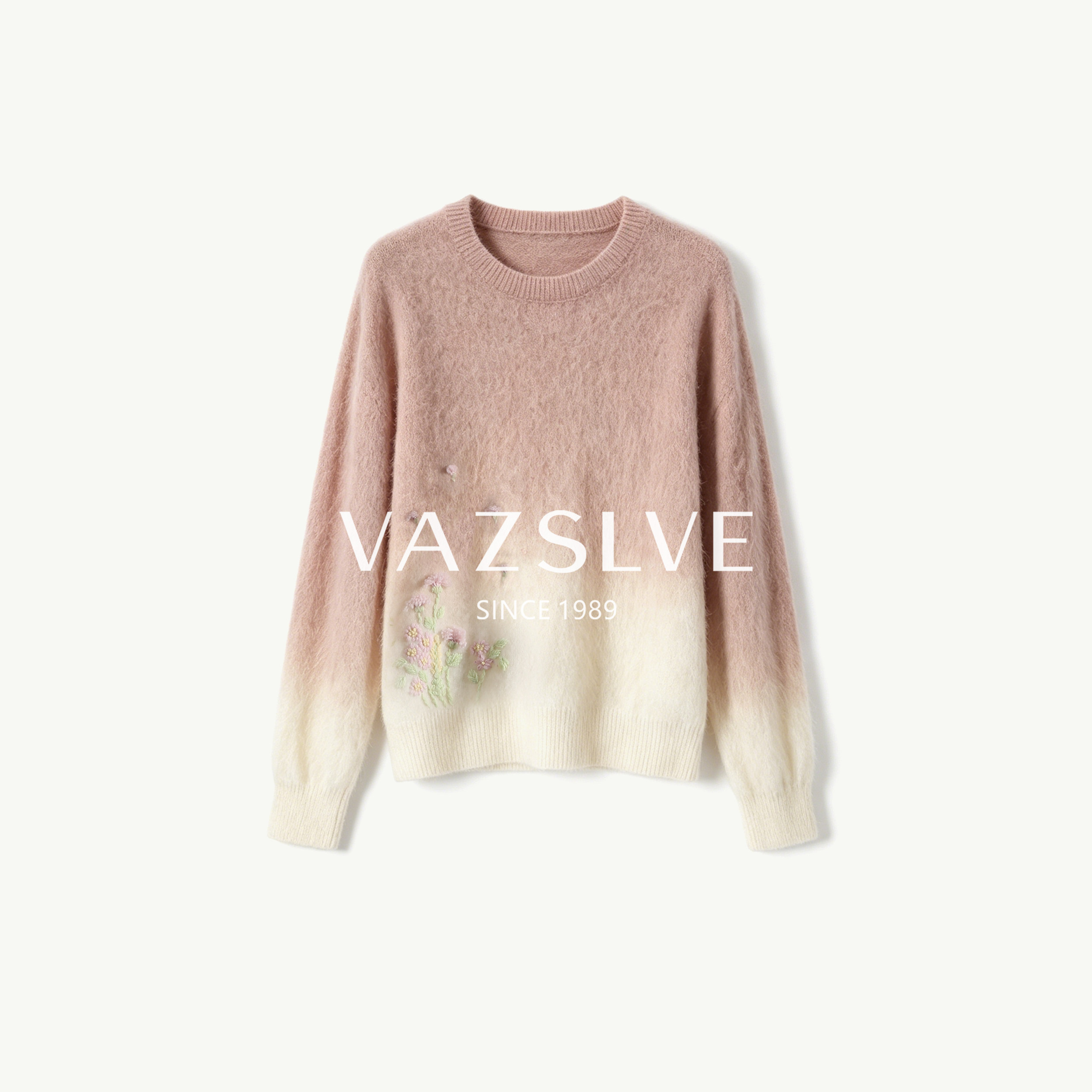 【VAZSLVE/全新奢品】羊毛拉毛圆领渐变宽松长袖针织衫 MJZ7-9983