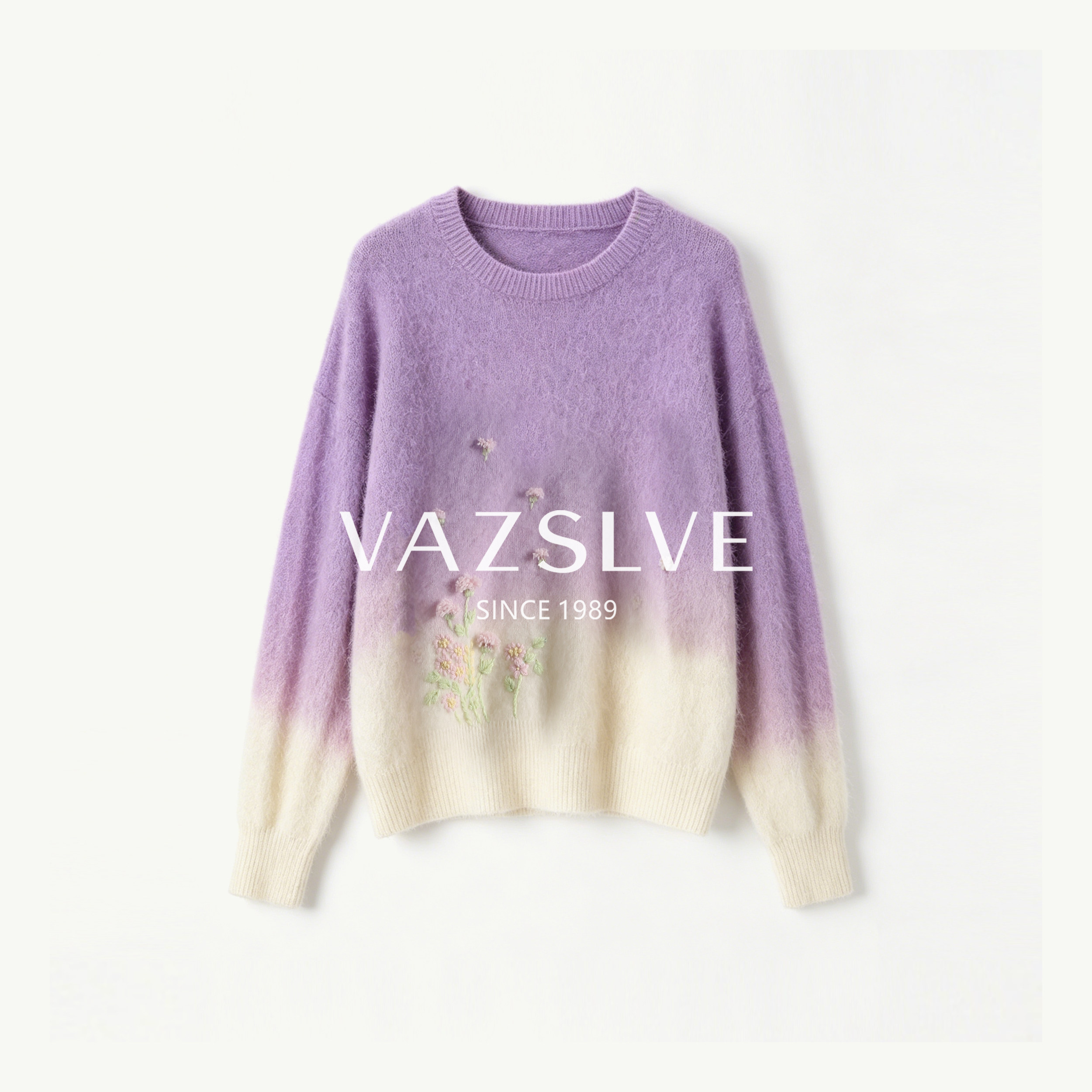 【VAZSLVE/全新奢品】羊毛拉毛圆领渐变宽松长袖针织衫 MJZ7-9983