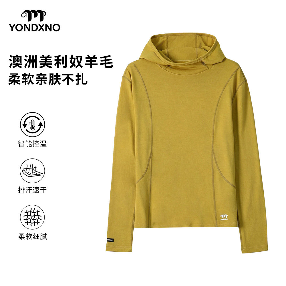 羊小诺美利奴羊毛速干衣16.5um女款徒步透气连帽衫亲肤柔软