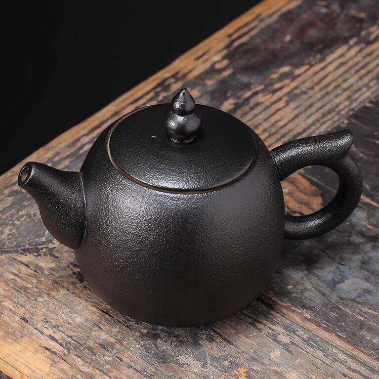 160ml陶瓷茶具茶壶单个黑陶复古中式家用冲茶小茶壶耐高温泡茶壶