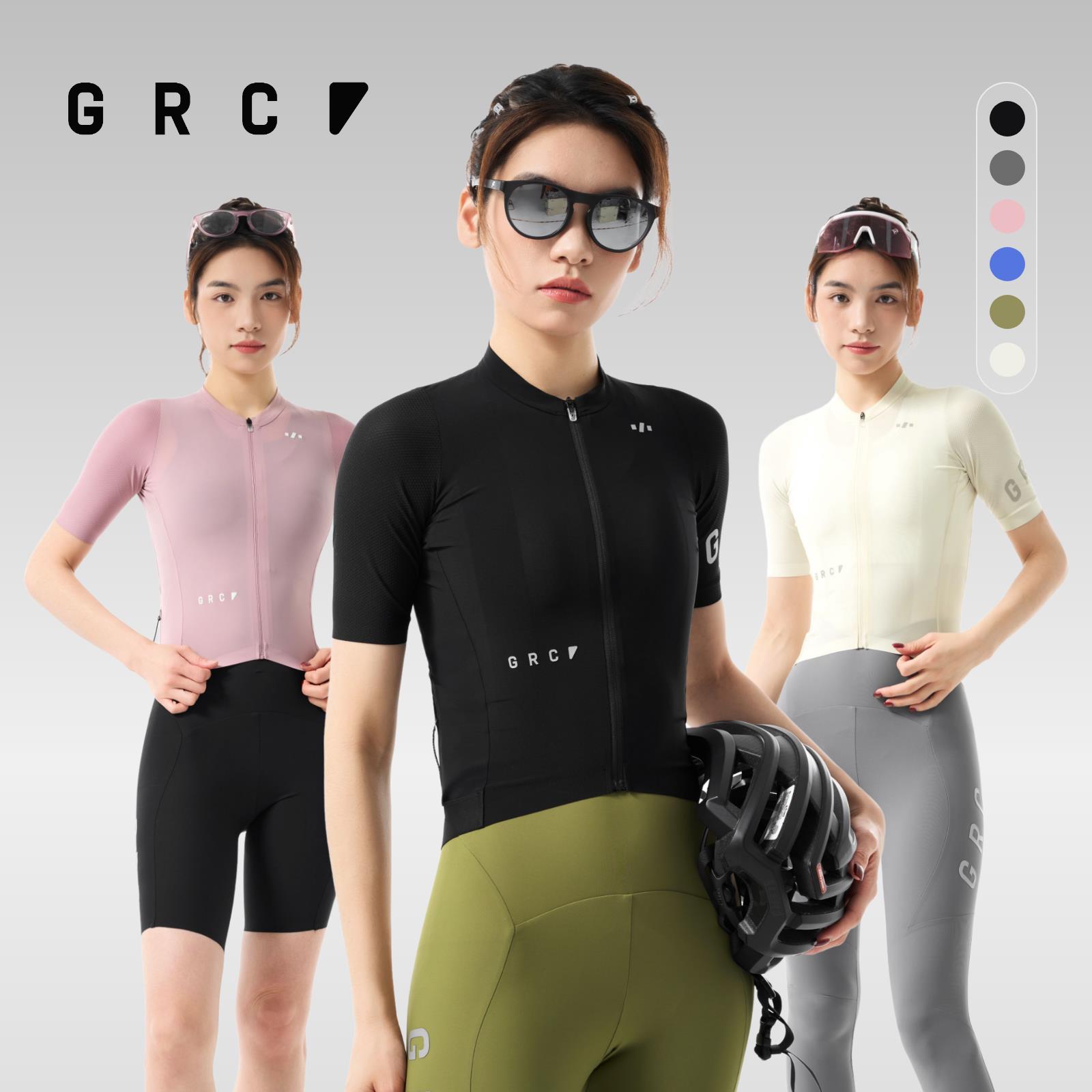 GRC 春夏短袖TECH透气速干反光骑行短袖上衣公路自行车骑行服女