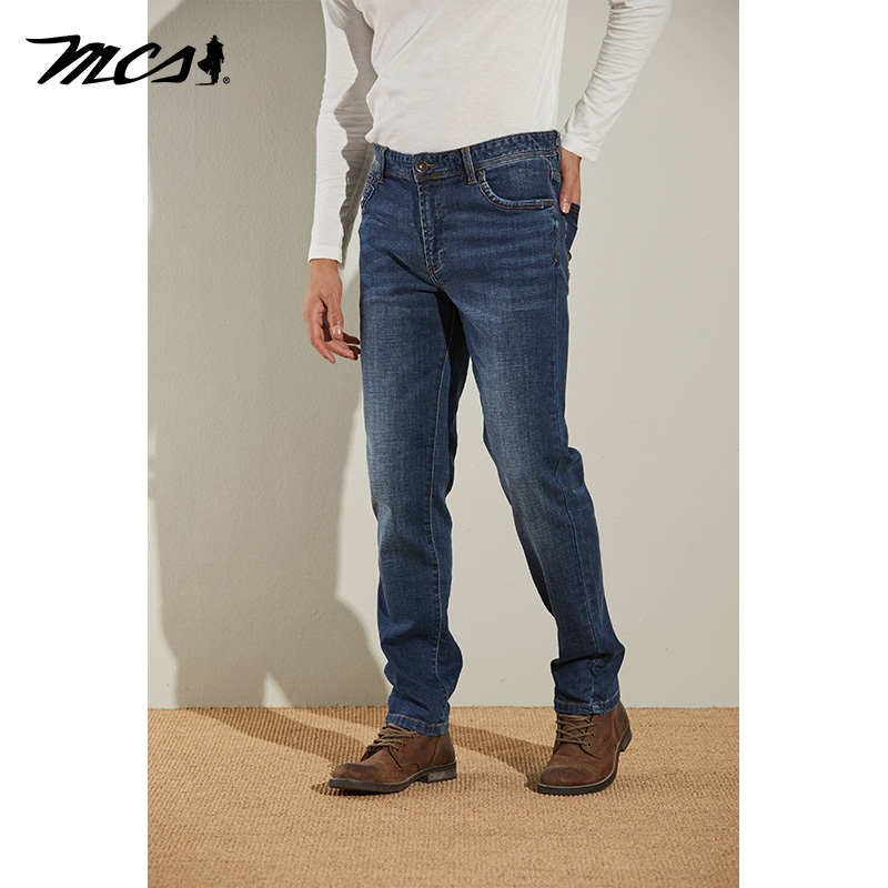 MCS休闲时尚修身微弹透气牛仔裤