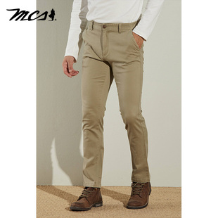 MCS男装源自万宝路男士时尚商务长裤窄脚基本款斜插袋休闲裤
