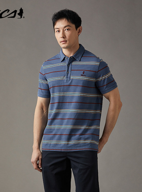 MCS男装源自万宝路夏季经典纯棉条纹男士POLO翻领短袖简约百搭款