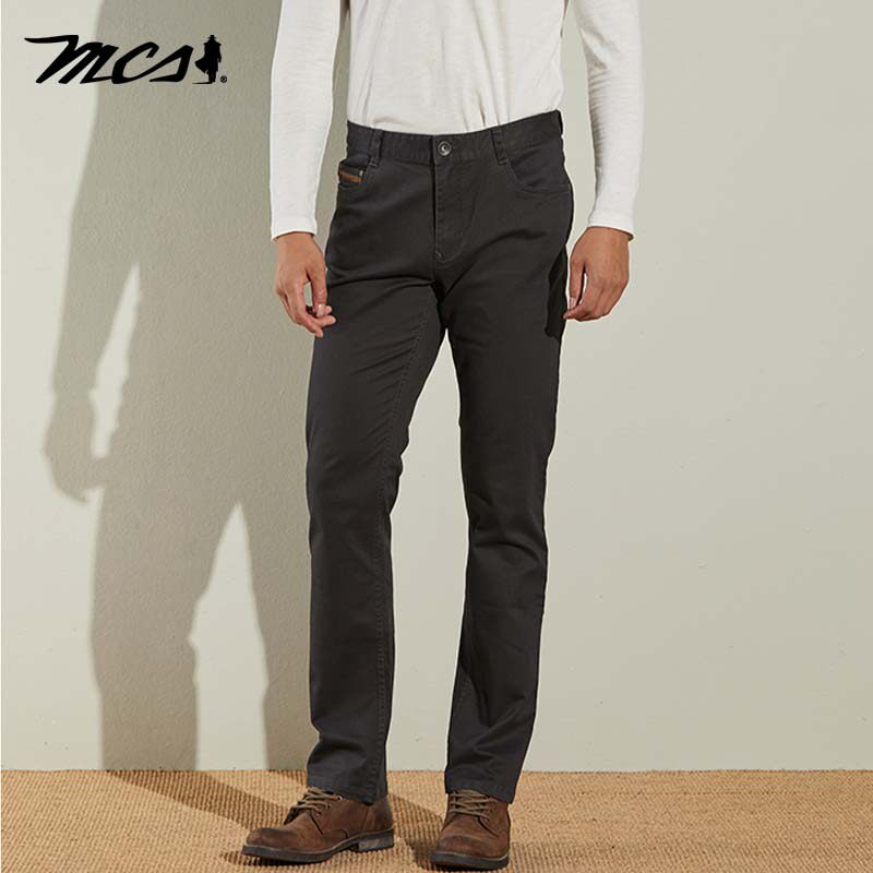 mcs合身版五袋休闲直筒长裤男士