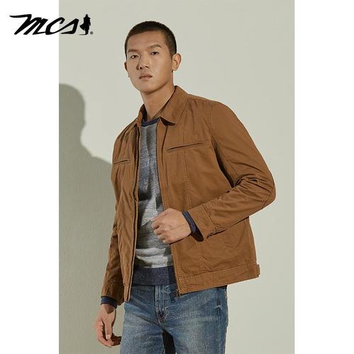 MCS休闲合身版翻领纯棉夹克外套