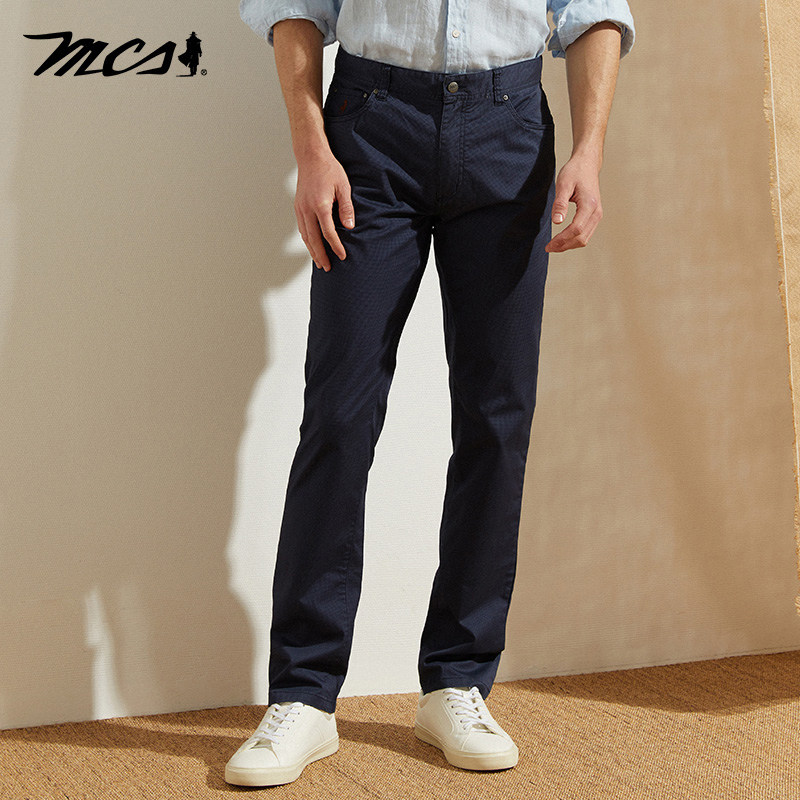 MCS直筒棉质五袋纯色商务休闲裤