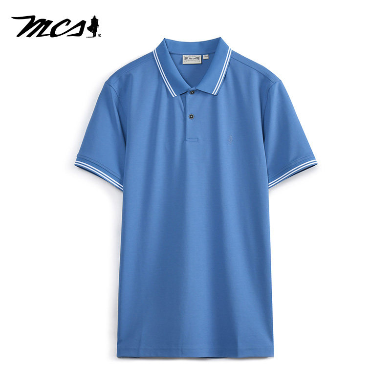 MCS男装源自万宝路夏季男款纯色翻领POLO衫时尚休闲百搭短袖