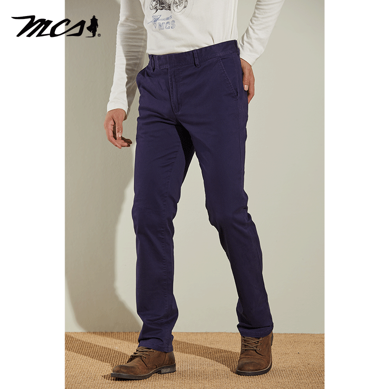MCS男装源自万宝路秋冬款美式复古长裤合身直筒斜插袋休闲裤