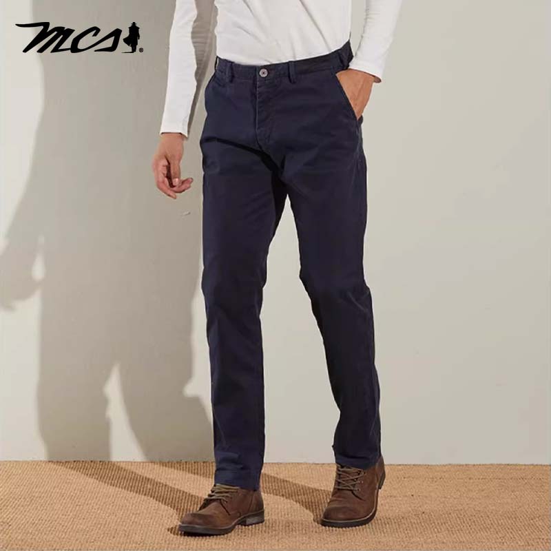 mcs斜插袋修身商务直筒休闲裤男