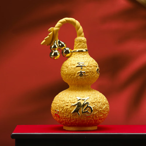 绒沙金百福铜葫芦摆件工艺品送长辈生日礼物乔迁开业贺礼礼盒装