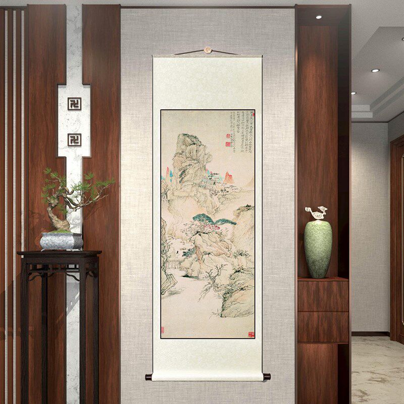 僧石涛细雨虬松图古画山水物画复制玄关客厅挂画装饰画