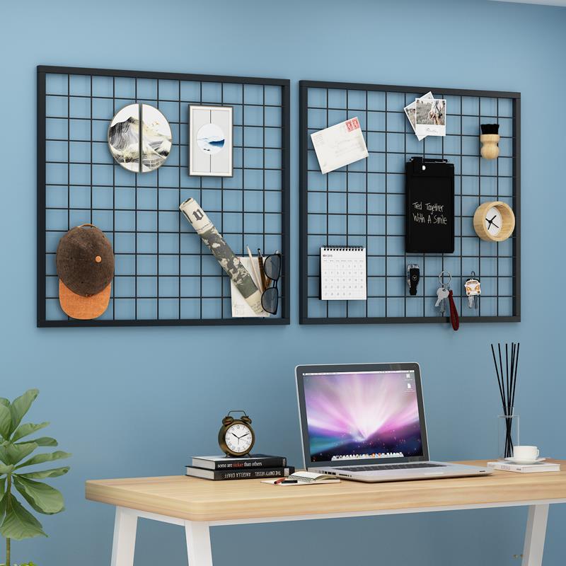 铁艺网格展示架墙上置物架挂网墙面照片墙装饰铁网格网挂架子收纳