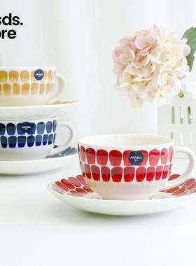 芬兰Arabia 24h小时咖啡马克杯盘碗Tuokio复古蓝色红阿拉比亚餐具