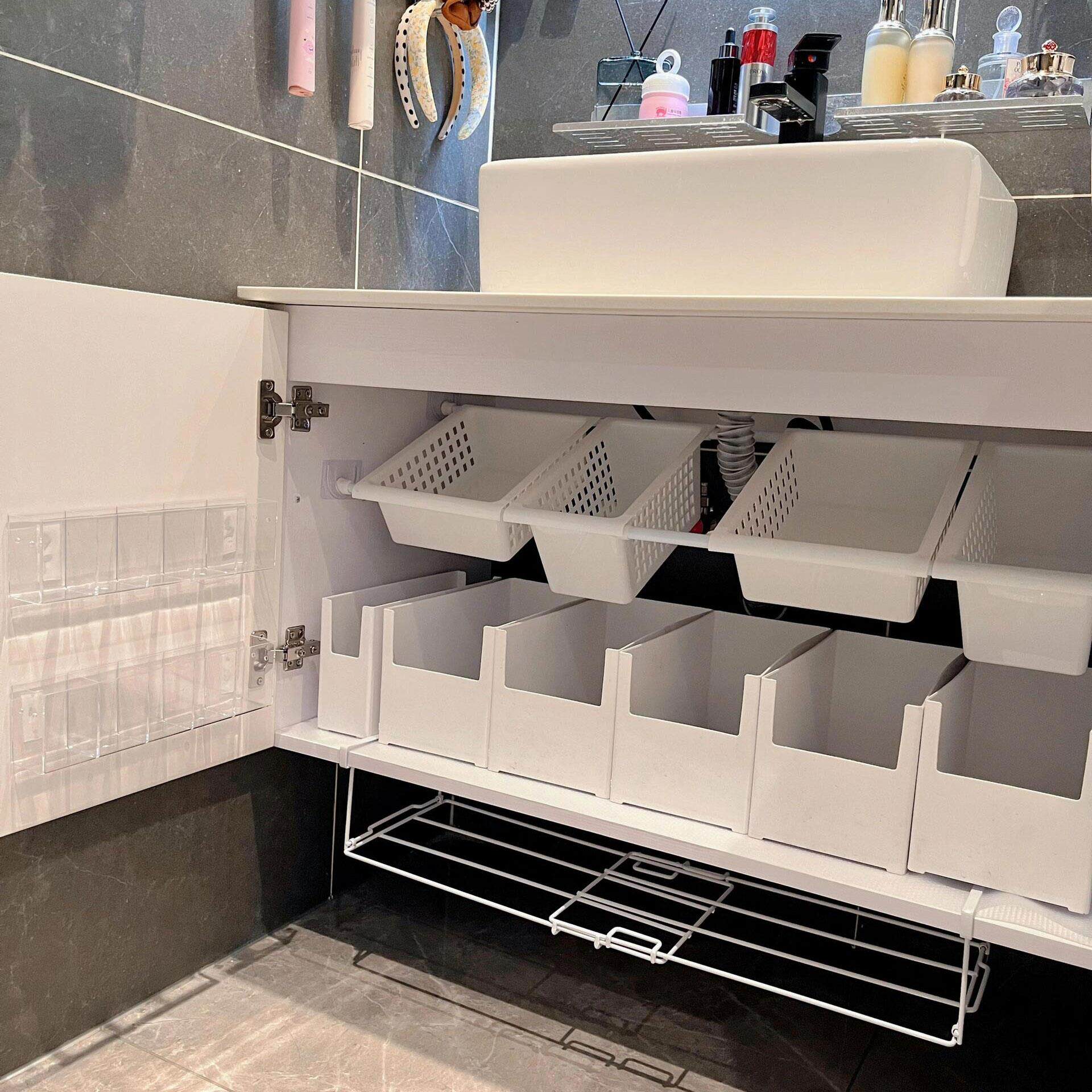 下水槽置物架抽拉式浴室柜下收纳分层卫生间厕所柜子各种神器厨房