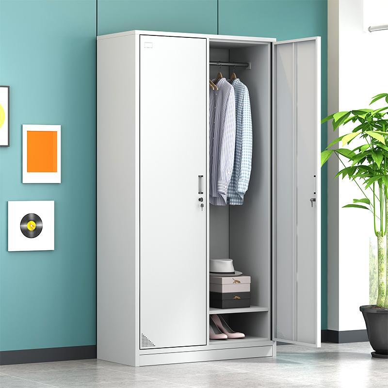 带锁二门钢制更衣柜家用铁皮衣柜加厚宿舍员工储物柜医院工作服柜