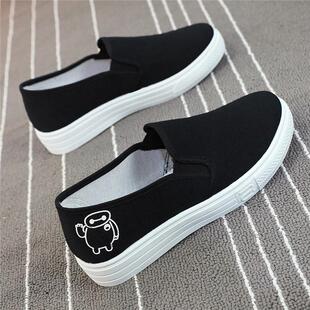 子女学生百搭一脚蹬懒人鞋 低帮厚底帆布鞋 鞋 透气2026新款 女春夏季