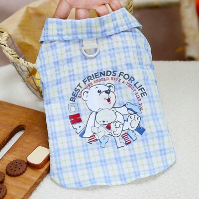 宠物猫咪狗狗衣服夏天小型幼犬雪纳瑞比熊泰迪衬衫格子春夏季薄款