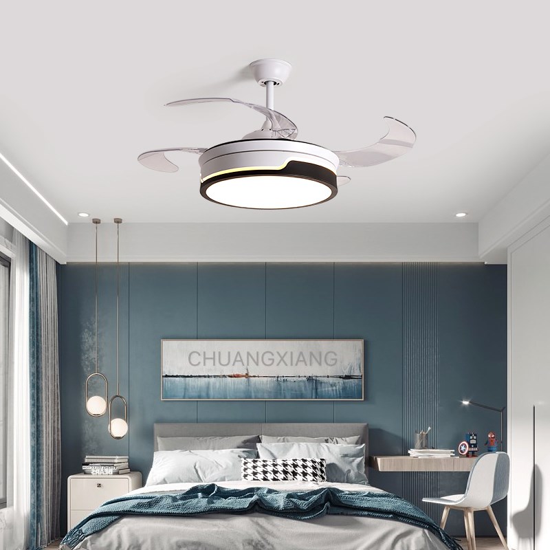 风扇灯隐形餐厅客厅卧室吊扇灯大风力2023新款变频风扇带吊灯一体