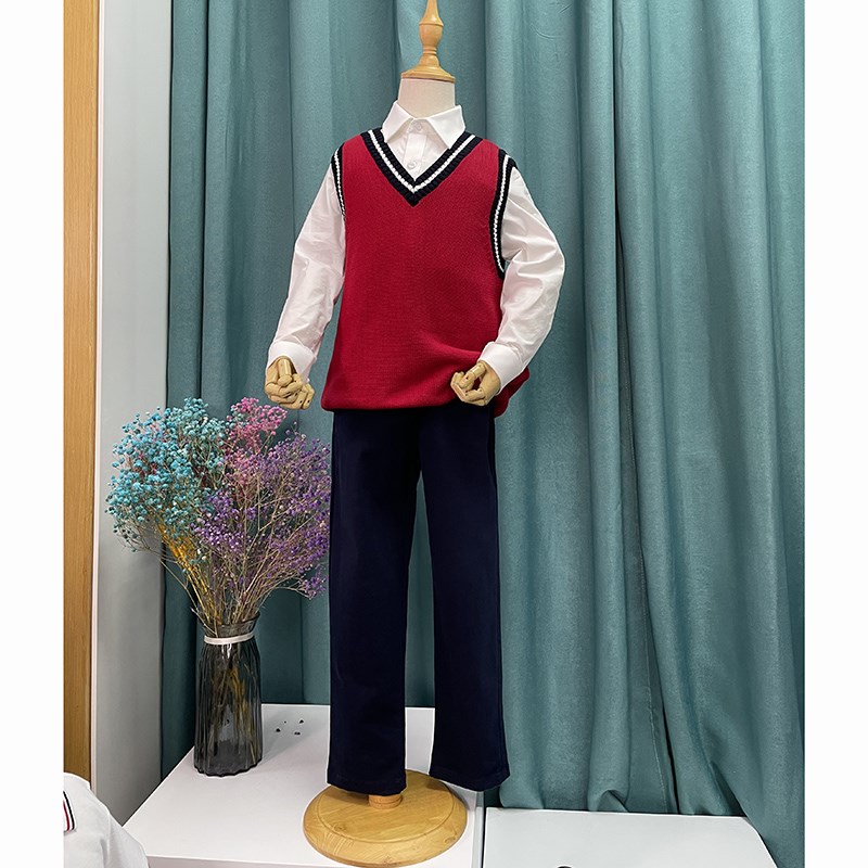 北大培文校服夏季男童白色衬衫短袖纯棉儿童弹力白衬衫小学生礼服
