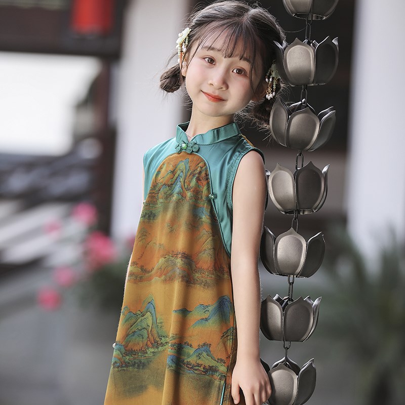 儿童夏季2025年新款女童旗袍薄款宝宝中国风无袖连衣裙新中式裙子