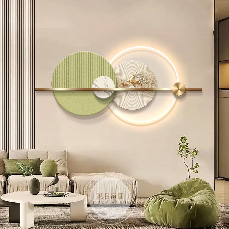 轻奢3d立体客厅装饰画高级感沙发背景墙壁灯画奶油风卧室床头挂画