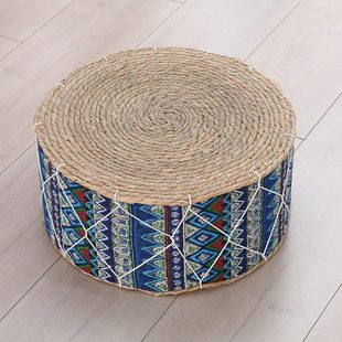 田园加厚草编蒲团榻榻米坐垫子布艺编织坐墩简约客厅飘窗家用地垫