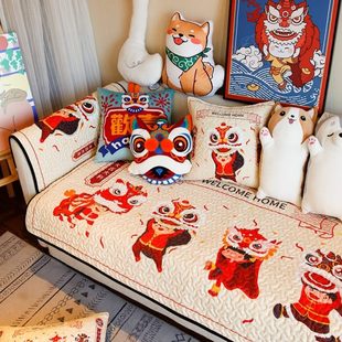 新中式 防滑沙发套罩巾 沙发垫中国风新年喜庆国潮四季 通用布艺时尚