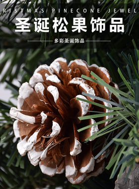 圣诞橱窗装饰品圣诞树挂饰金银白色松果造型装扮用品单袋出售150G