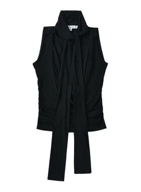 MICN飘带超柔荡领无袖T恤女春夏高级感修身显瘦褶皱内搭背心上衣