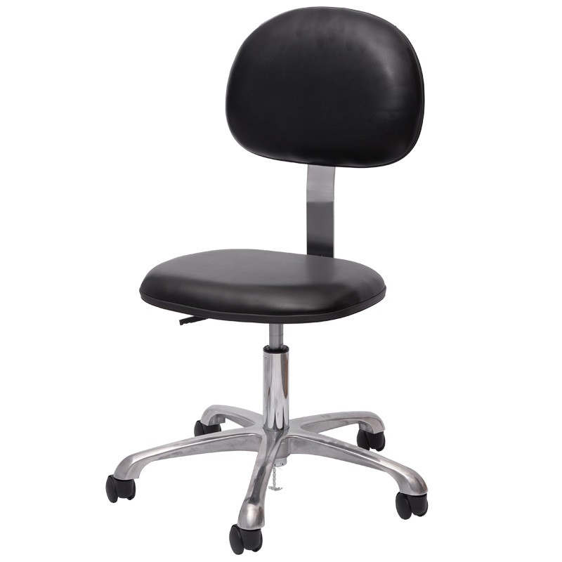 防静电椅子PU皮革靠背椅升降转椅实验室椅滑轮凳金属椅车间工作椅