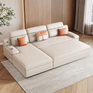 卡米盾沙发床两用贵妃转角小户型客厅多功能可折叠储物科技布沙发