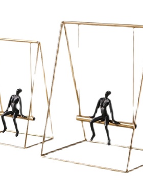软装人物创意装饰品摆件轻奢家居办公室桌面思想者荡秋千举重摆设