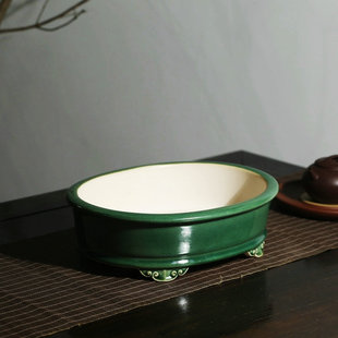 雅奢 白泥钧釉紫砂花盆 松柏 黑松 针柏盆景盆 枫树 梅花盆景