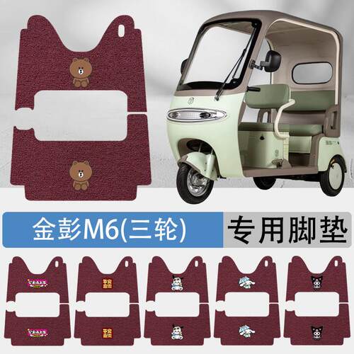 适用金彭M6电动三轮车脚垫JP800DZK-18E丝圈防水防滑脚踏垫脚踩垫