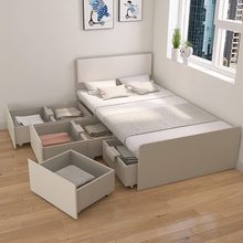 定制大抽屉床小户型高箱储物床头带软包实木儿童单人1米2榻榻米床