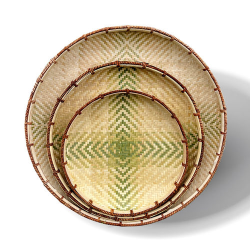 湘西手工竹编圆簸箕竹筛子竹匾家用无孔装饰竹编晾晒盘盖帘加固