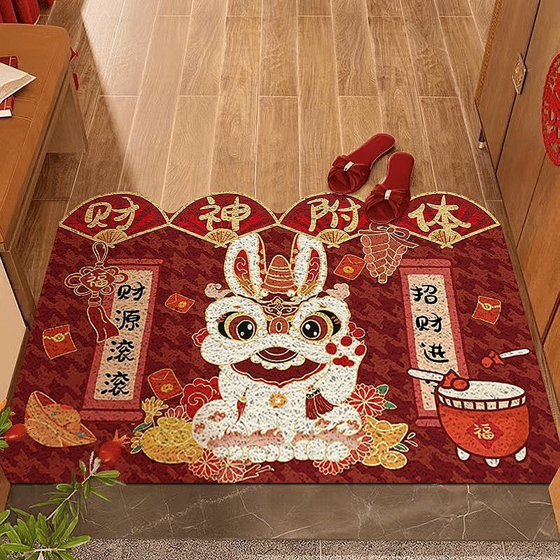 入户门地垫门口进门垫丝圈喜庆红色玄关垫可裁剪耐磨脚垫防滑地毯