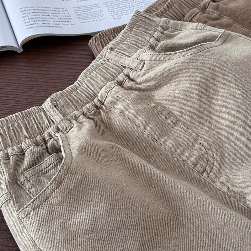 时尚撞色线直筒裤~男童百搭弹力休闲裤中大童纯棉宽松长裤子儿童