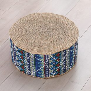 田园加厚草编蒲团榻榻米坐垫子布艺编织坐墩简约客厅飘窗家用地垫