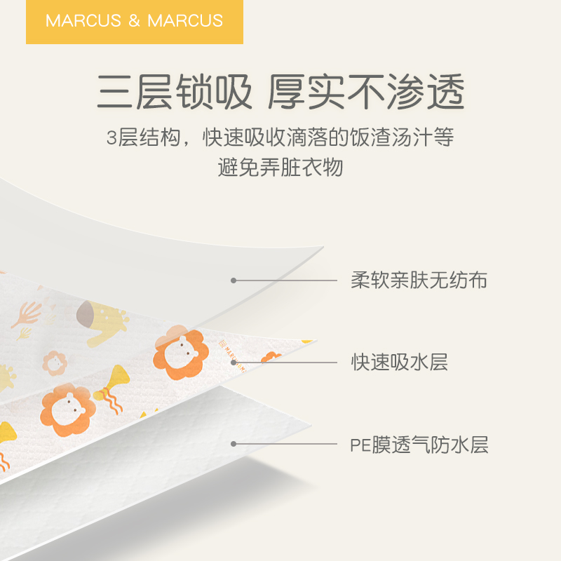 marcus婴儿一次性围兜饭兜宝宝口水巾防水围嘴儿童喂饭兜吃饭神器