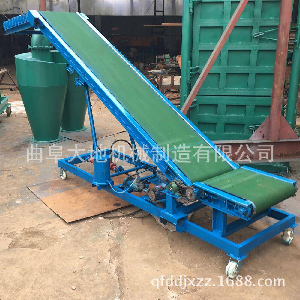 大倾角粮食装卸车防滑皮带输送机砂石料场用槽钢主架皮带输送机