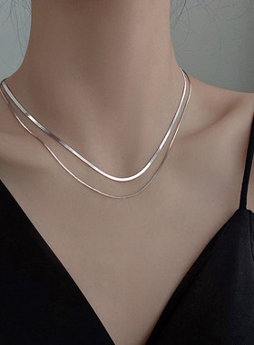 YELFSO925纯银双层锁骨链新款