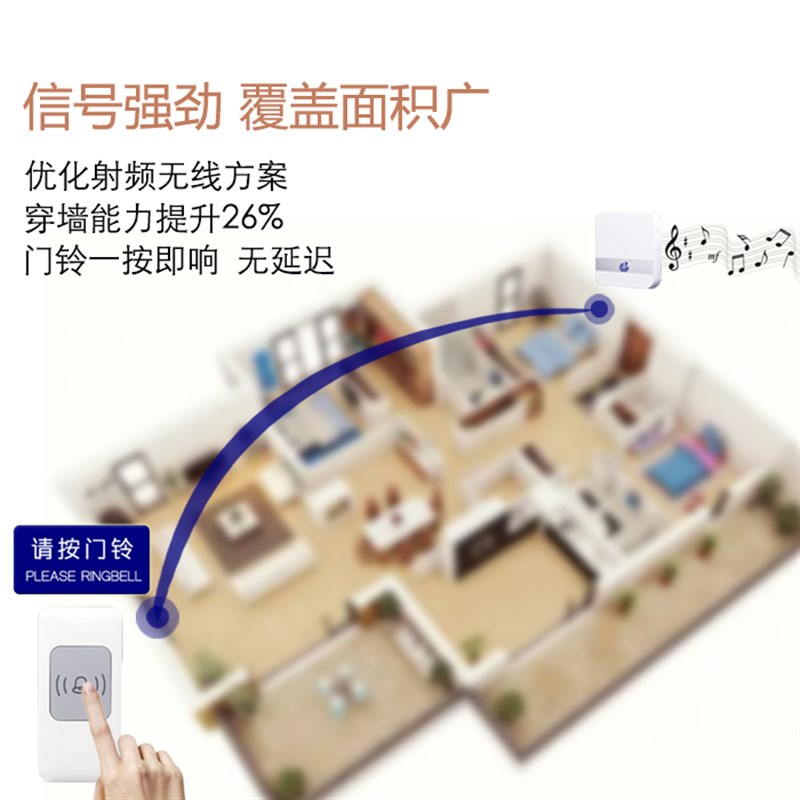 门铃无线防水家用超远距离遥控电子门钟一拖一拖二叮咚呼叫器铃