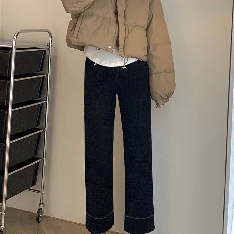 梨形身材直筒牛仔裤女夏季新款胖妹妹mm高腰宽松显瘦九分烟管裤子