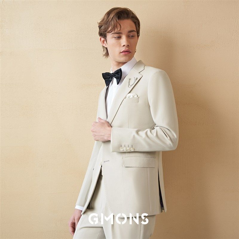 【婚庆礼盒】吉约蒙新郎结婚礼服西装男套装伴郎服高级感杏色西服