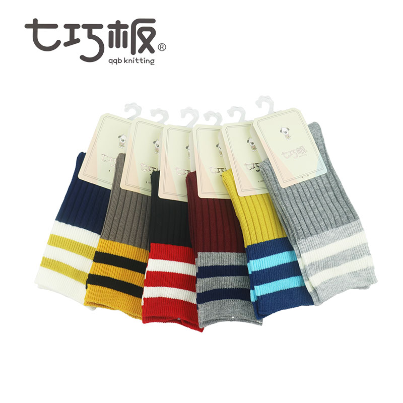 七巧板儿童袜子纯棉春秋宝宝高筒婴儿中筒袜男童女童长筒袜子8712