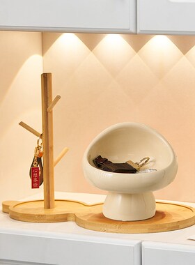 奶油风入户玄关钥匙收纳摆件家居装饰品进门鞋柜置物架放首饰托盘